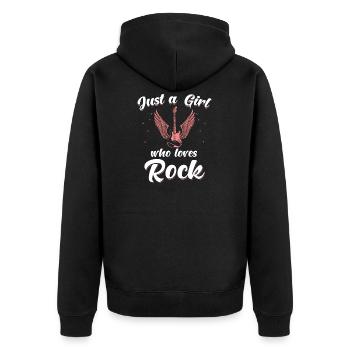 Rock Girl Spruch lustig Rocker - Unisex Premium Bio Zip Hoodie - Schwarz - Hinten - Nico (187cm)
