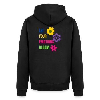 Let Your Emotions Bloom - Unisex Premium Bio Zip Hoodie - Schwarz - Hinten - Nico (187cm)