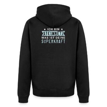Steinmetz, lustige Sprüche, Beruf Geschenkidee - Unisex Premium Bio Zip Hoodie - Schwarz - Hinten - Nico (187cm)