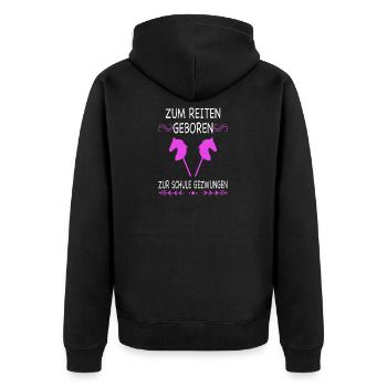 Hobby Horse Steckenpferd Hobbyhorsing Pferdespruch - Unisex Premium Bio Zip Hoodie - Schwarz - Hinten - Nico (187cm)