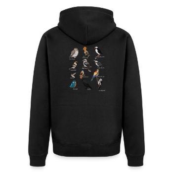 Colorful Birds Drawing Bird Friend Ornithologist - Unisex Premium Organic Zip Hoodie - black - Back - Nico (187cm)