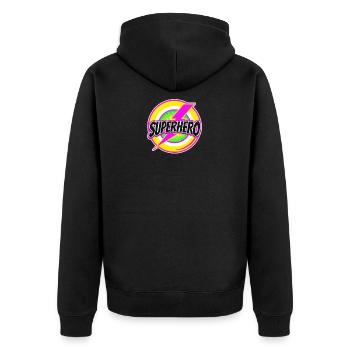 Superheld - Held mit Cape Retter Retter Modell - Unisex Premium Bio Zip Hoodie - Schwarz - Hinten - Nico (187cm)