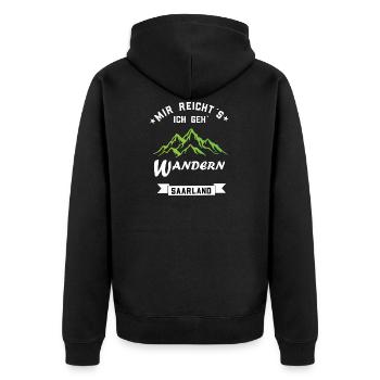 Gud Gess Saarland Saarländer Geschenkidee Wandern - Unisex Premium Bio Zip Hoodie - Schwarz - Hinten - Nico (187cm)