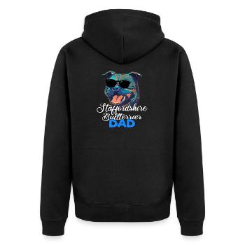 Staffordshire Bullterrier Hund Dad Vater Papa - Unisex Premium Bio Zip Hoodie - Schwarz - Hinten - Nico (187cm)