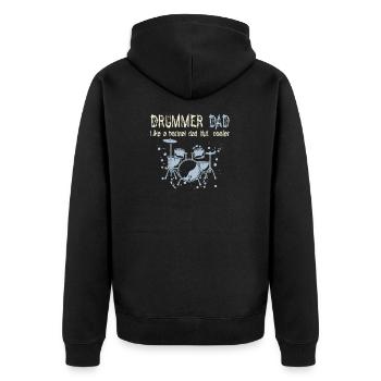 Schlagzeug Papa - Unisex Premium Bio Zip Hoodie - Schwarz - Hinten - Nico (187cm)