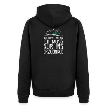Erzgebirge Sachsen Bergbau Aue Geschenkidee - Unisex Premium Bio Zip Hoodie - Schwarz - Hinten - Nico (187cm)