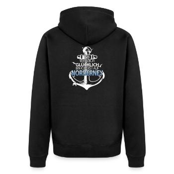 Norderney Vintage amrum Sylt Familie Helgoland - Unisex Premium Bio Zip Hoodie - Schwarz - Hinten - Nico (187cm)