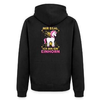Mir Egal Ich Bin Ein Einhorn Fabelwesen Statement - Unisex Premium Bio Zip Hoodie - Schwarz - Hinten - Nico (187cm)