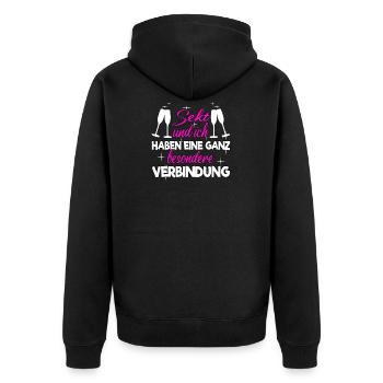 Sekt lustige Sprüche Spruch - Unisex Premium Bio Zip Hoodie - Schwarz - Hinten - Nico (187cm)