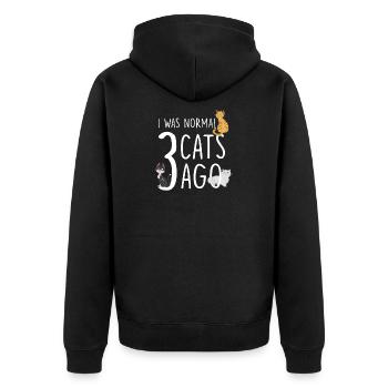 Cat I Was Normal 3 Cats Ago Cat Holder - Unisex Premium Organic Zip Hoodie - black - Back - Nico (187cm)