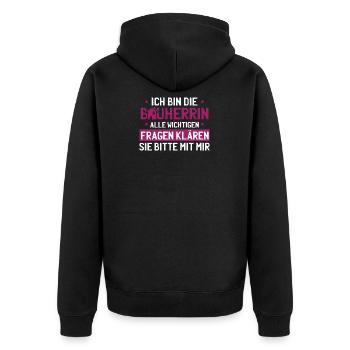 Bauherrin Spruch Hausbau Richtfest Haus Geschenk - Unisex Premium Bio Zip Hoodie - Schwarz - Hinten - Nico (187cm)