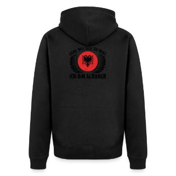 Ich Bin Albaner | Albanien Albanisch Geschenkideen - Unisex Premium Bio Zip Hoodie - Schwarz - Hinten - Nico (187cm)