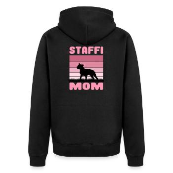 Staffordshire Bullterrier Mom Mama Mutter Hund - Unisex Premium Bio Zip Hoodie - Schwarz - Hinten - Nico (187cm)