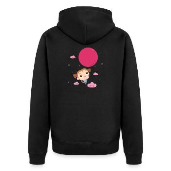 Fille Ballon & Nuages cadeau enfant / écolier - Veste à capuche bio Premium Unisexe - noir - Dos - Nico (187cm)
