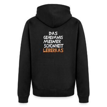 Leberkas - Unisex Premium Bio Zip Hoodie - Schwarz - Hinten - Nico (187cm)