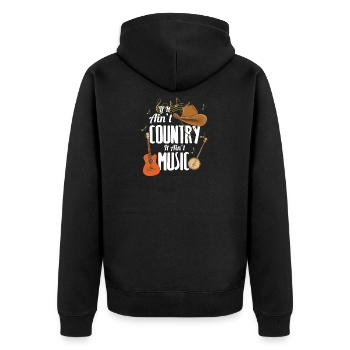 Country Music T-Shirt, Cowboyhut Gitarre Country - Unisex Premium Bio Zip Hoodie - Schwarz - Hinten - Nico (187cm)