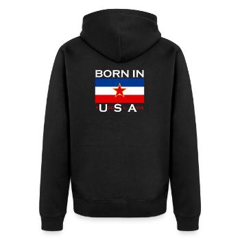 Born en Yugoslavia - Drôle de Yougoslavie Balkans - Veste à capuche bio Premium Unisexe - noir - Dos - Nico (187cm)