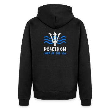 Poseidon Trident T Shirt Griechische Götter Herr - Unisex Premium Bio Zip Hoodie - Schwarz - Hinten - Nico (187cm)