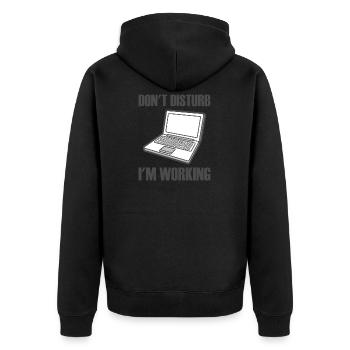 Laptop dont disturb im working - Unisex Premium Bio Zip Hoodie - Schwarz - Hinten - Nico (187cm)