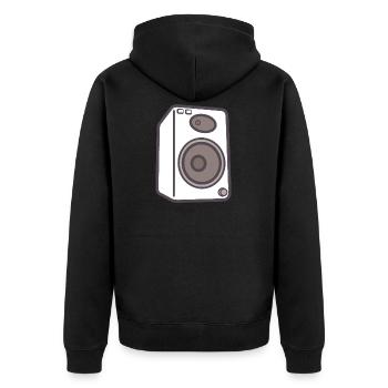 Musiklautsprecher - Unisex Premium Bio Zip Hoodie - Schwarz - Hinten - Nico (187cm)