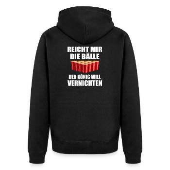 Beerpong Bierpong Beer Bier pong Trinkspiel - Unisex Premium Bio Zip Hoodie - Schwarz - Hinten - Nico (187cm)
