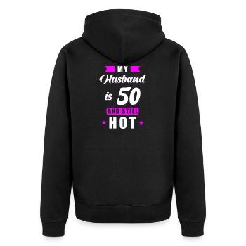 Husband 50 Birthday Gift - Unisex Premium Organic Zip Hoodie - black - Back - Nico (187cm)