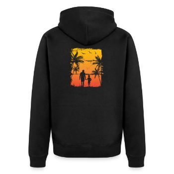 Father and son - Unisex Premium Organic Zip Hoodie - black - Back - Nico (187cm)