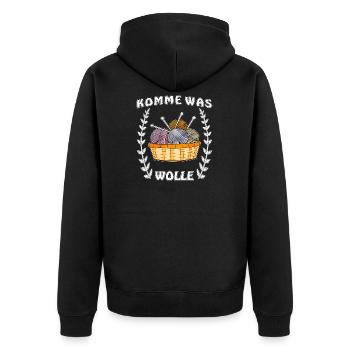 KOMME WAS WOLLE - Unisex Premium Bio Zip Hoodie - Schwarz - Hinten - Nico (187cm)