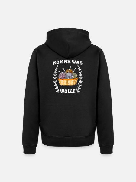 KOMME WAS WOLLE - Unisex Premium Bio Zip Hoodie - Schwarz