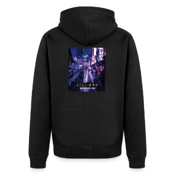 Vaporwave Art Aesthetic des années 80 Mème Tokyo Where - Veste à capuche bio Premium Unisexe - noir - Dos - Nico (187cm)