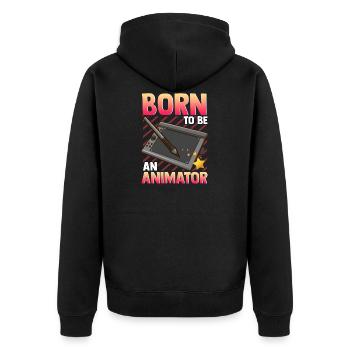 Cute & Funny Born To Be An Animator Professional - Unisex Premium Bio Zip Hoodie - Schwarz - Hinten - Nico (187cm)