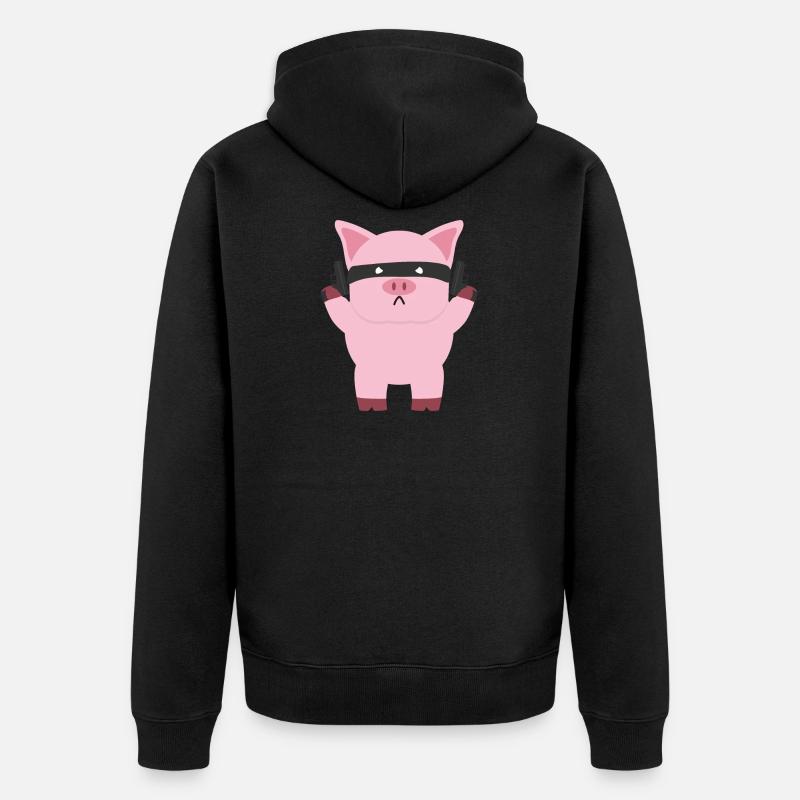 Schwein - Unisex Premium Bio Zip Hoodie - Schwarz