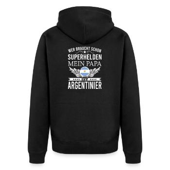 Argentinien Argentinier Spruch - Unisex Premium Bio Zip Hoodie - Schwarz - Hinten - Nico (187cm)