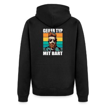 Bart Bartträger bartpflege Schnurrbart Hipster - Unisex Premium Bio Zip Hoodie - Schwarz - Hinten - Nico (187cm)