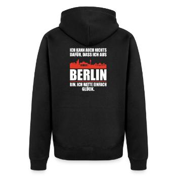 DDR Ostdeutschland Brandenburg lustige Ossi Berlin - Unisex Premium Bio Zip Hoodie - Schwarz - Hinten - Nico (187cm)