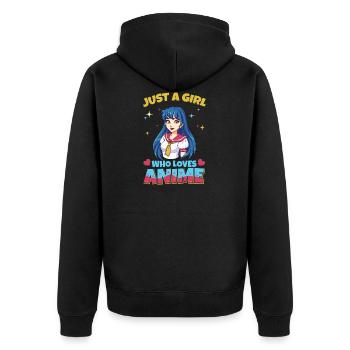 Aesthetic Just a Girl Who Loves Anime Art - Unisex Premium Bio Zip Hoodie - Schwarz - Hinten - Nico (187cm)