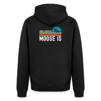 Elch - Unisex Premium Bio Zip Hoodie - Schwarz - Hinten - Nico (187cm)