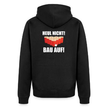 Beerpong Saufen Party Trinkspiel - Unisex Premium Bio Zip Hoodie - Schwarz - Hinten - Nico (187cm)