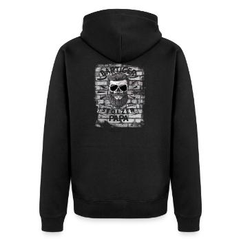 Papa stolz Bart Bärtiger Papa Bärtiger stolze - Unisex Premium Bio Zip Hoodie - Schwarz - Hinten - Nico (187cm)