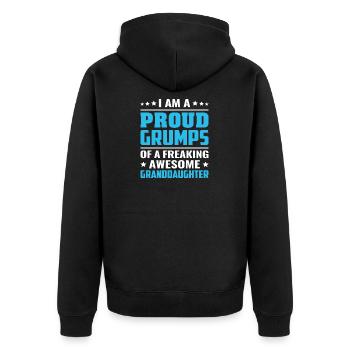 Grandpa proud grumps granddaughter - Unisex Premium Organic Zip Hoodie - black - Back - Nico (187cm)