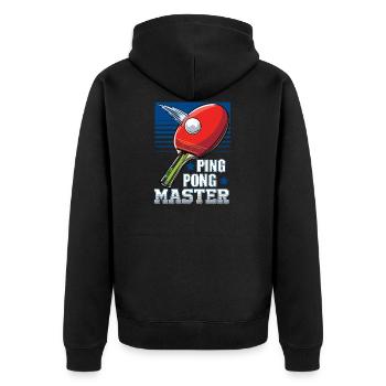 Funny Ping Pong Master Table Tennis Player - Unisex Premium Organic Zip Hoodie - black - Back - Nico (187cm)