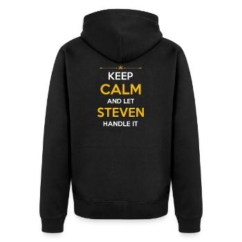 Steven Namen Geschenk - Unisex Premium Bio Zip Hoodie - Schwarz - Hinten - Nico (187cm)