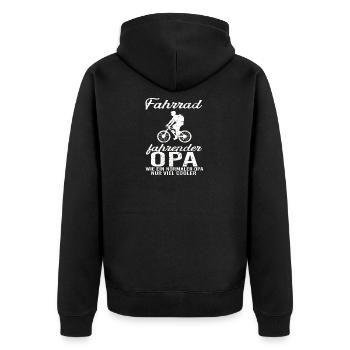 Mountainbike Opa - Unisex Premium Bio Zip Hoodie - Schwarz - Hinten - Nico (187cm)