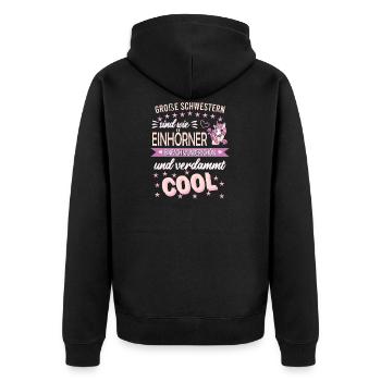 Große Schwester Überraschung Bruder Geschwister - Unisex Premium Bio Zip Hoodie - Schwarz - Hinten - Nico (187cm)