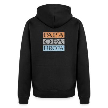 Uropa Retro - Unisex Premium Bio Zip Hoodie - Schwarz - Hinten - Nico (187cm)