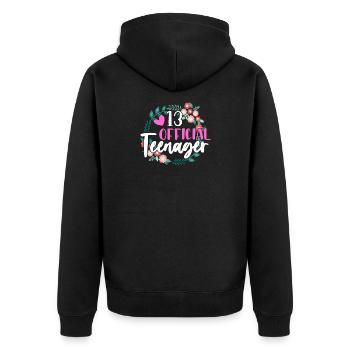 Adolescente Official Ado 13 ans anniversaire - Veste à capuche bio Premium Unisexe - noir - Dos - Nico (187cm)