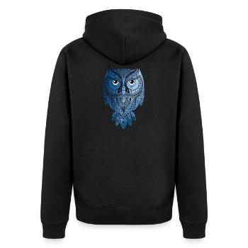 Blue Owl with Universe - Unisex Premium Organic Zip Hoodie - black - Back - Nico (187cm)