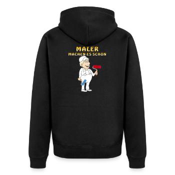 MENSCH COMIC MALER MACHEN ES SCHÖN - Unisex Premium Bio Zip Hoodie - Schwarz - Hinten - Nico (187cm)