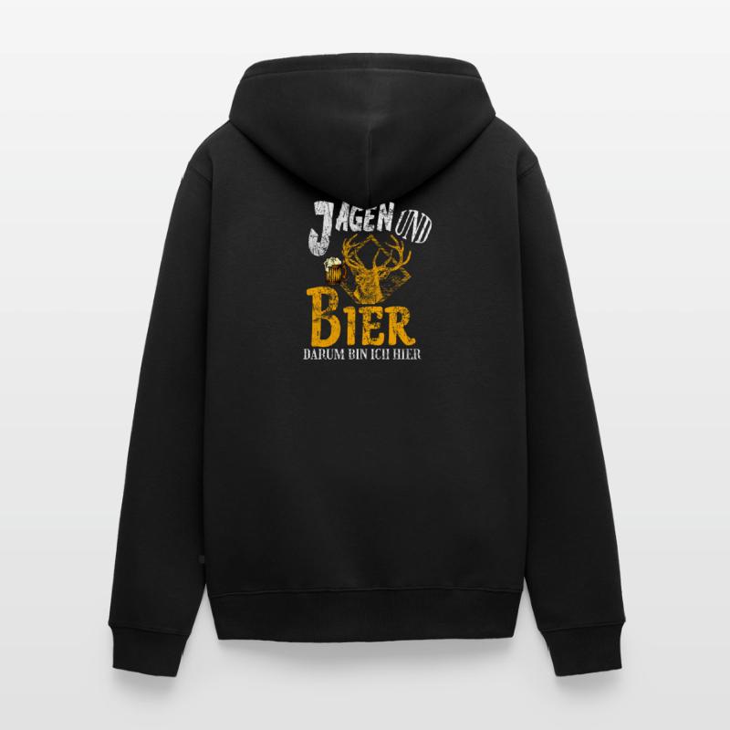 Jagd Jäger Evolution Hirsch Waidmann Lustig Spruch Unisex Premium Bio Zip Hoodie