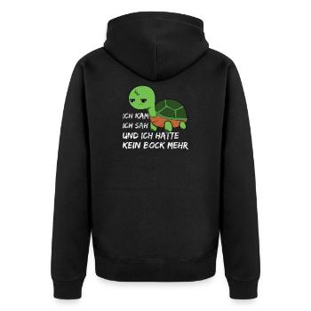 Ich kam sah und hatte direkt kein Bock mehr Schild - Unisex Premium Bio Zip Hoodie - Schwarz - Hinten - Nico (187cm)